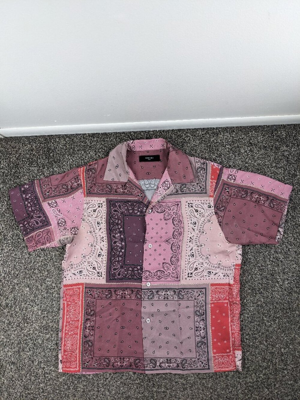 Amiri Shirt 100% Silk Pieced Bandana Patchwork Paisley Camp Button Up Mens Small